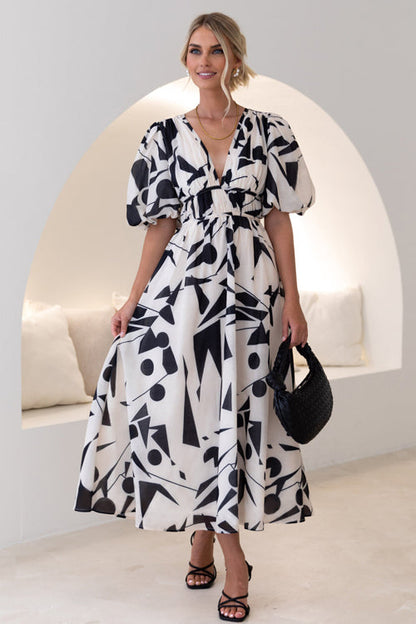 Langärmeliges Maxi-Kleid mit Liebe-Print