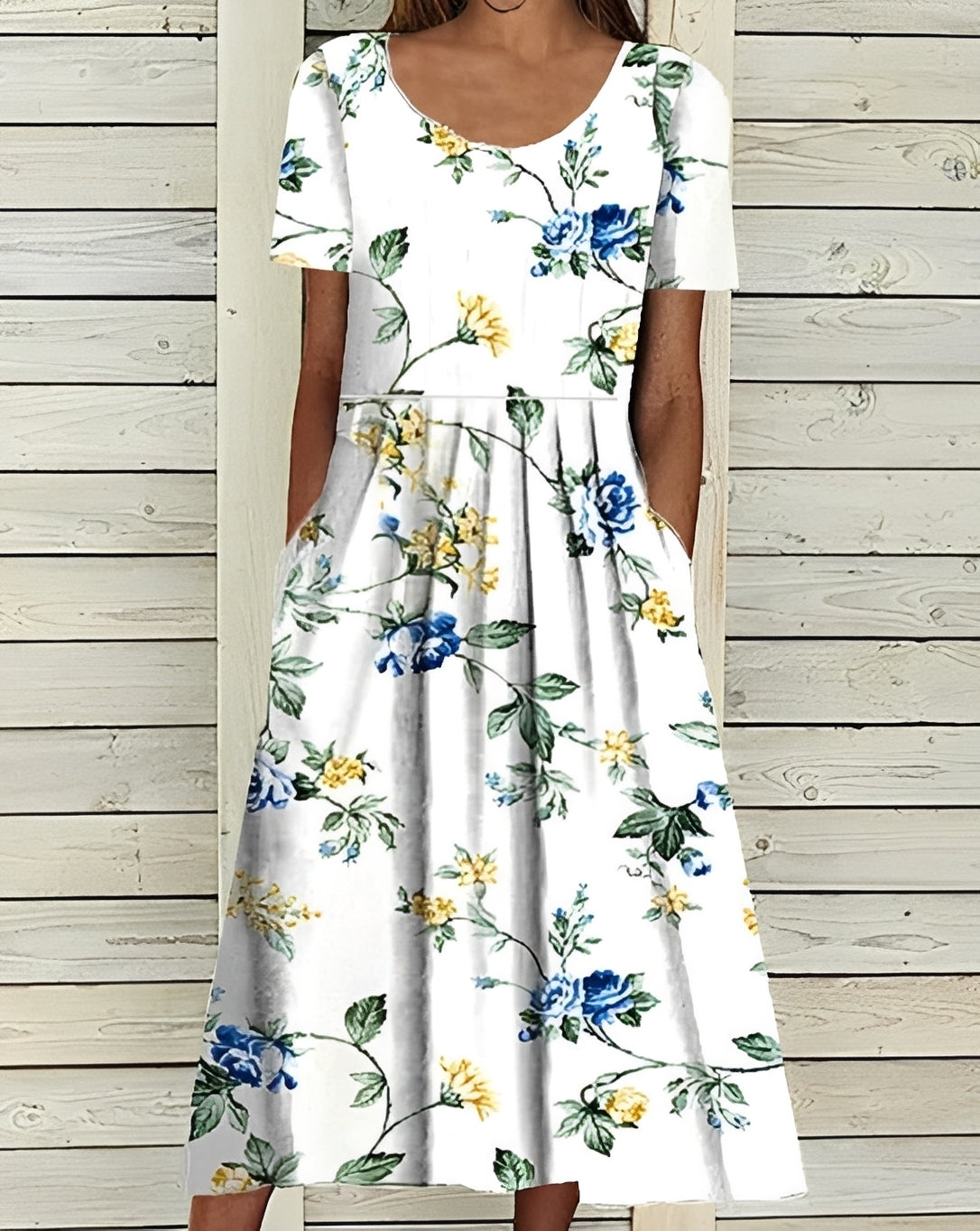 Damenkleid Midikleid Blumenmuster Elegant Frauenkleid