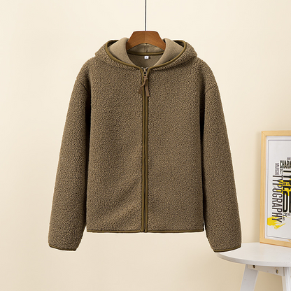 Kapuzenjacke Sherpa Fleece Warm mit Reißverschluss