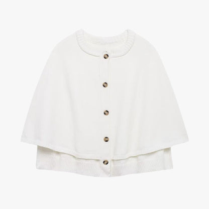 Strick-Cape mit Knöpfen und Gerafftem Saum Frauen