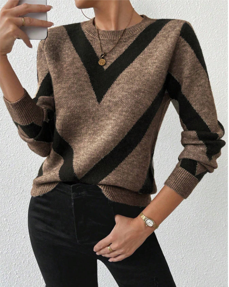 BerlinGlamour Top Rundhals Geometrisches Muster Damen