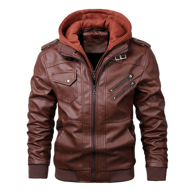 Herren Lederjacke Gesteppt Modern mit Abnehmbarer Kapuze - BerlinGlamour