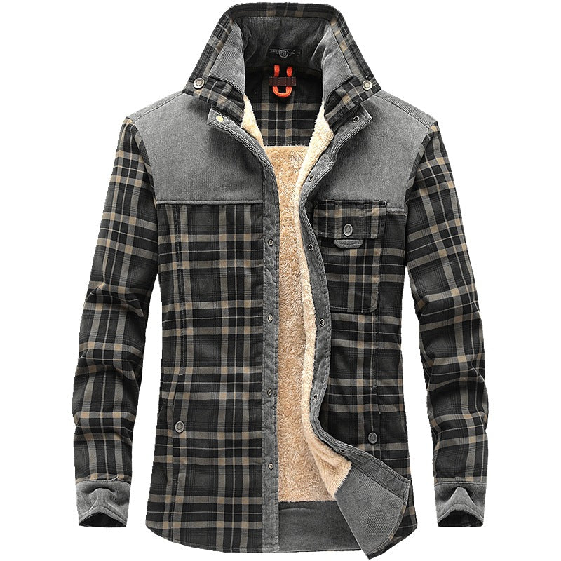 Herren Flanellhemd Warm Sherpa Karomuster Modern