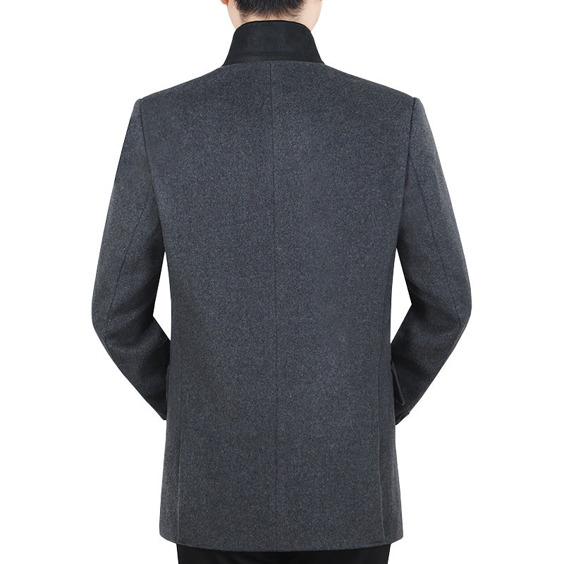 Herren Blazer Jacke Wollstoff Elegante Optik Schwarz