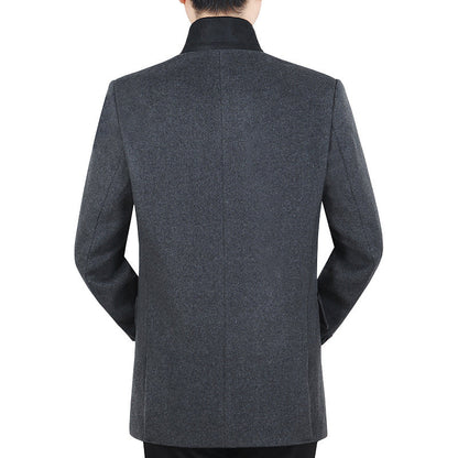 Herren Blazer Jacke Wollstoff Elegante Optik Schwarz