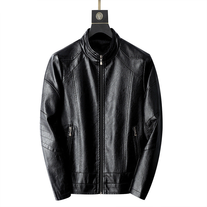 Herren Lederjacke Lässig Mit Reißverschlusstaschen Modern