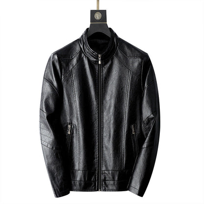 Herren Lederjacke Lässig Mit Reißverschlusstaschen Modern