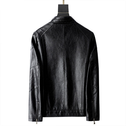 Herren Lederjacke Lässig Mit Reißverschlusstaschen Modern
