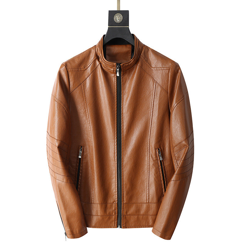 Herren Lederjacke Lässig Mit Reißverschlusstaschen Modern - BerlinGlamour