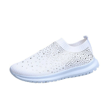 Damen Sneaker Glitzer Strass Elastisch Komfort
