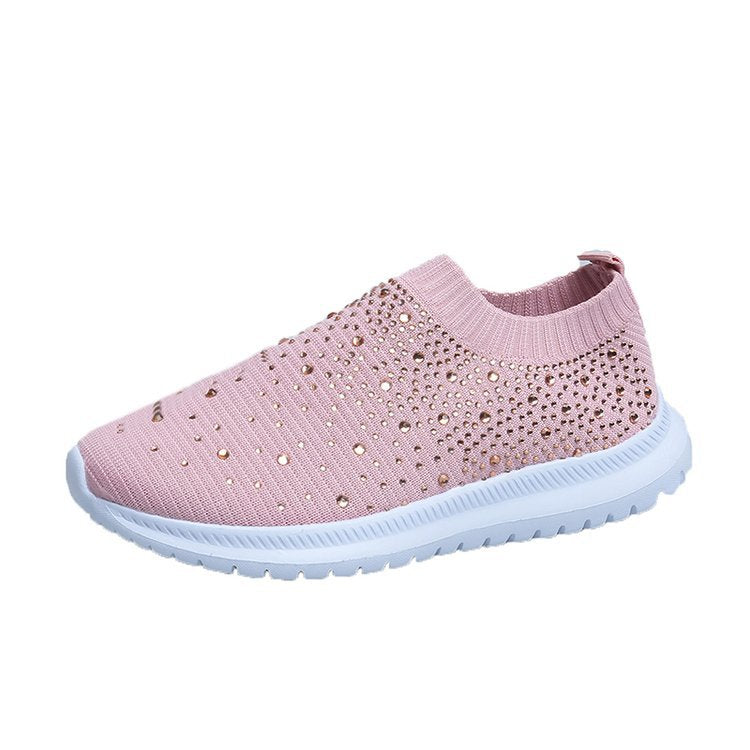 Damen Sneaker Glitzer Strass Elastisch Komfort