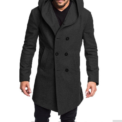 Herren Wintermantel Kapuze Doppelknopf Warm - BerlinGlamour