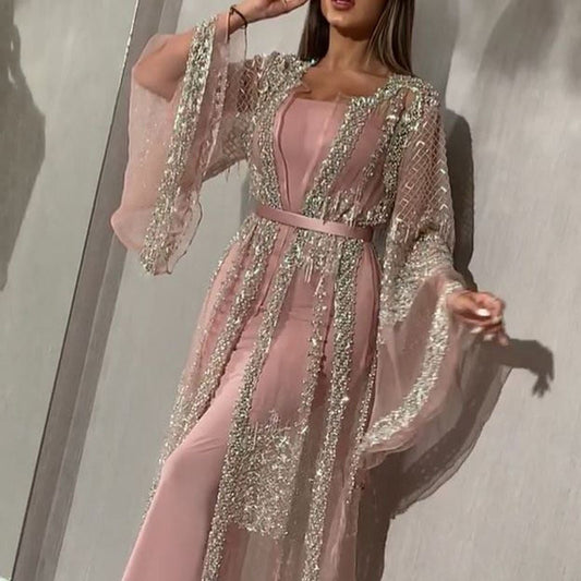 Elegantes Abendkleid Damen Spitze Pailletten Glitzernd - BerlinGlamour