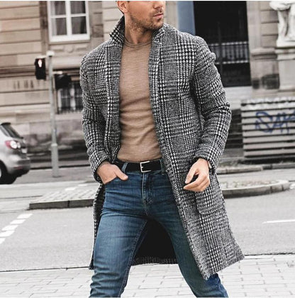 Herren Blazer Lang Elegant Karomuster Modern