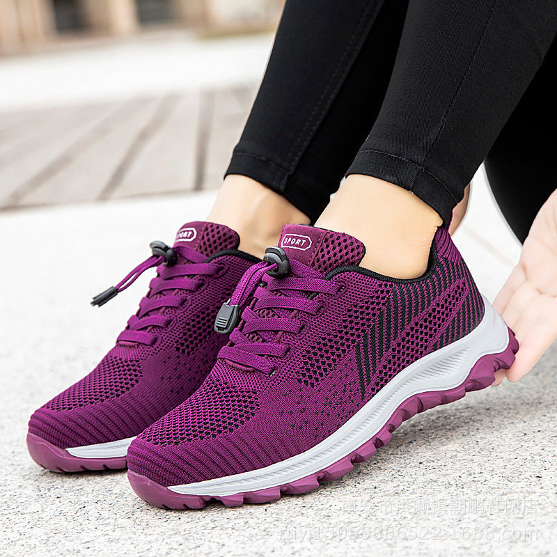 Damen Laufschuhe Sportlich Atmungsaktiv Mesh Schnellschnürsystem