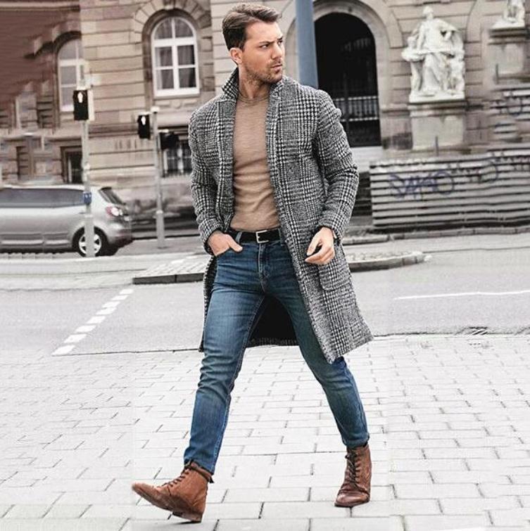 Herren Blazer Lang Elegant Karomuster Modern - BerlinGlamour