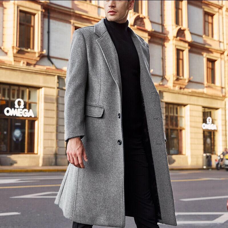 Herren Langmantel Klassisch Elegant mit Schnitt