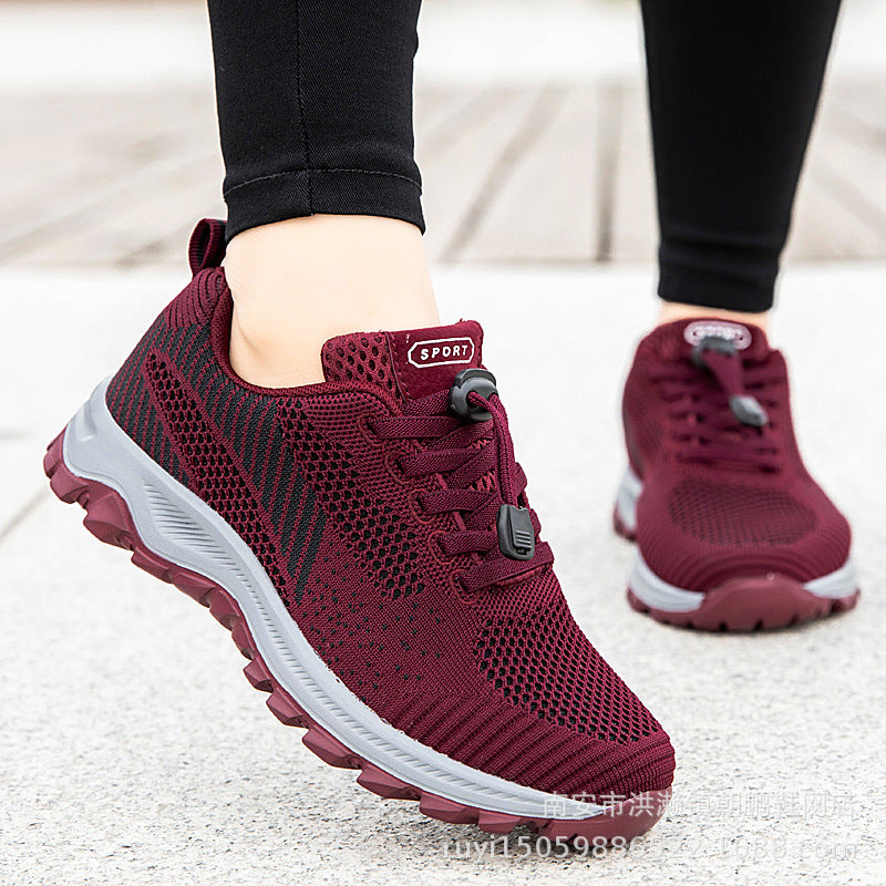 Damen Laufschuhe Sportlich Atmungsaktiv Mesh Schnellschnürsystem