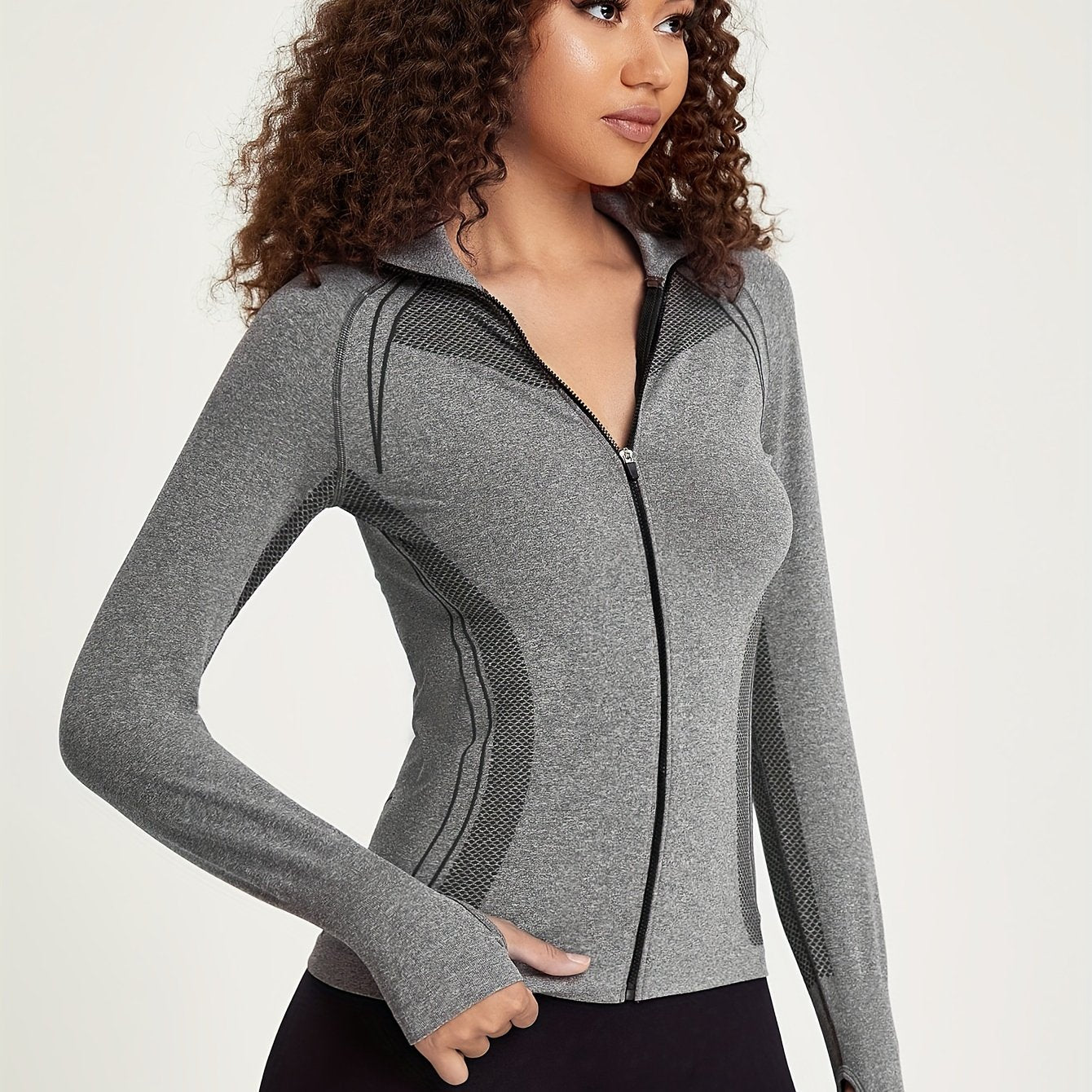 Sportjacke Damen Nahtlos Reißverschluss Waterproof