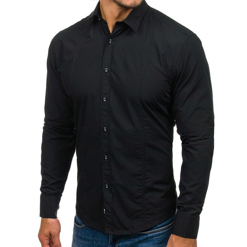 Herren Langarmhemd Elegant Modern mit Knöpfen Berlin Style