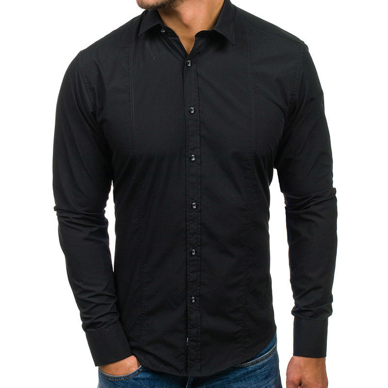 Herren Langarmhemd Elegant Modern mit Knöpfen Berlin Style