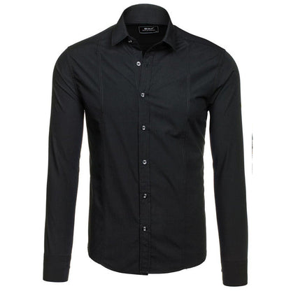 Herren Langarmhemd Elegant Modern mit Knöpfen Berlin Style