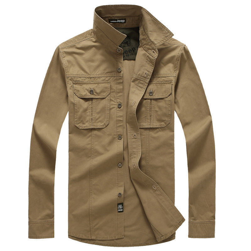 Herren Utility Hemd Baumwolle Praktisch Mit Taschen - BerlinGlamour