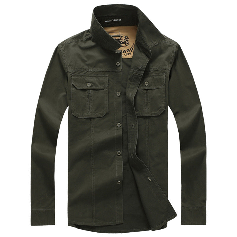 Herren Utility Hemd Baumwolle Praktisch Mit Taschen