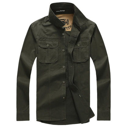 Herren Utility Hemd Baumwolle Praktisch Mit Taschen