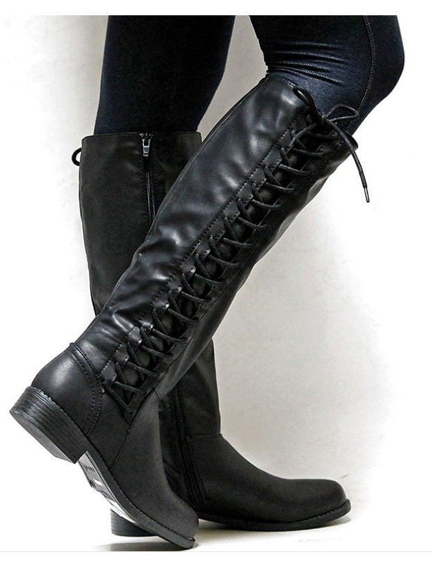 Damenstiefel Hoch Schnürstiefel Elegante Frauenstiefel