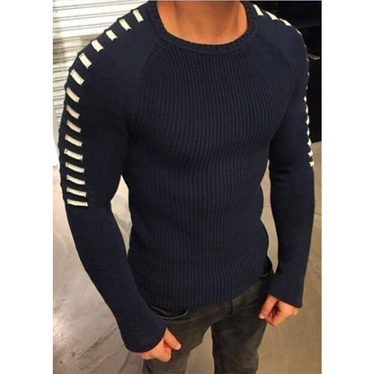 Herren Pullover Feinstrick Modern Kontraststreifen