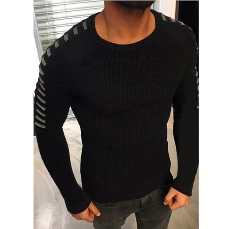 Herren Pullover Feinstrick Modern Kontraststreifen