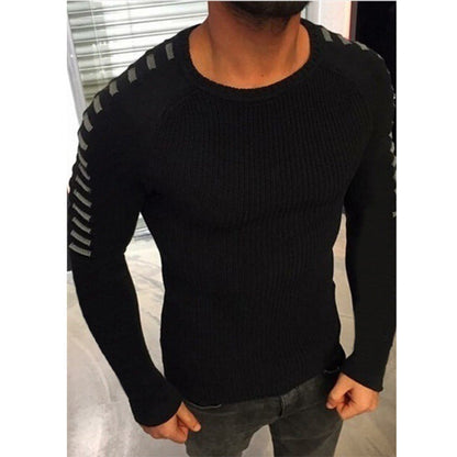Herren Pullover Feinstrick Modern Kontraststreifen