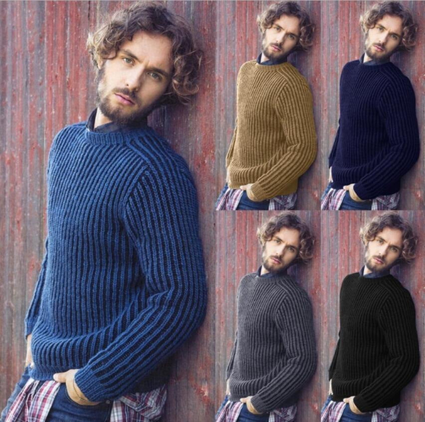 Herren Pullover Rippstrick Lässig Rundhals - BerlinGlamour