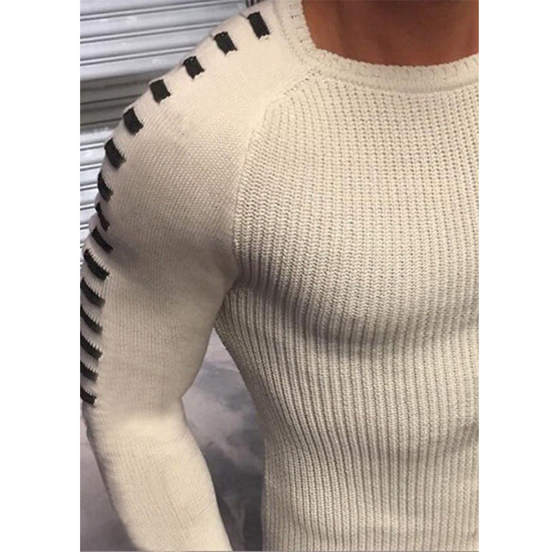 Herren Pullover Feinstrick Modern Kontraststreifen