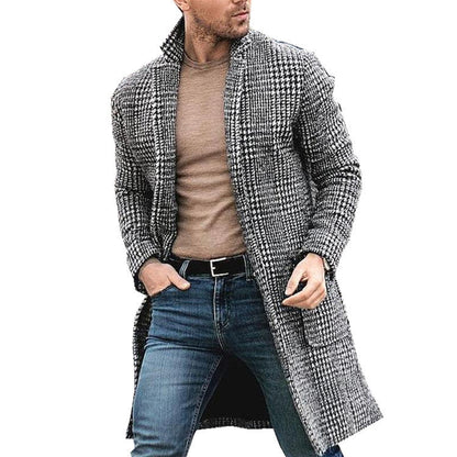 Herren Blazer Lang Elegant Karomuster Modern