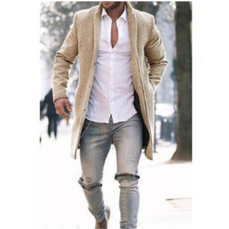 Herren Langmantel Eleganter Minimalistisch mit Taschen