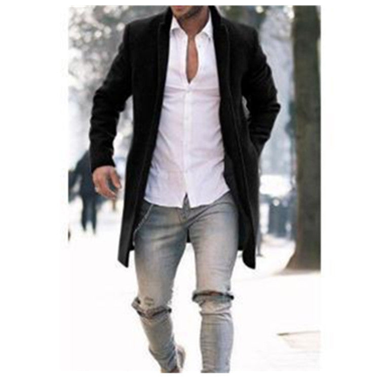 Herren Langmantel Eleganter Minimalistisch mit Taschen