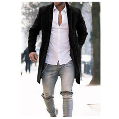 Herren Langmantel Eleganter Minimalistisch mit Taschen