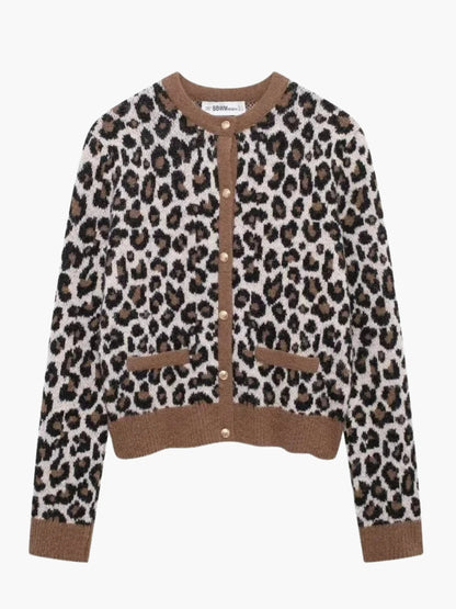 Leopard Strickjacke Frauen Trendy Modisch - BerlinGlamour