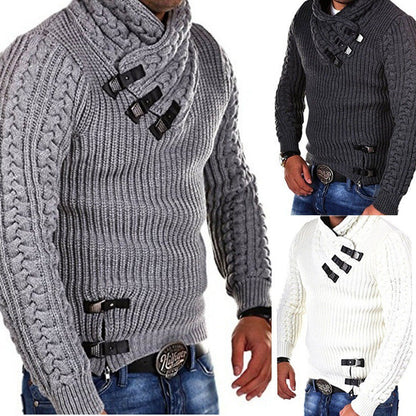 Herren Pullover Strick Modern Schalkragen Elegent - BerlinGlamour