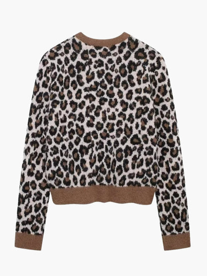 Leopard Strickjacke Frauen Trendy Modisch