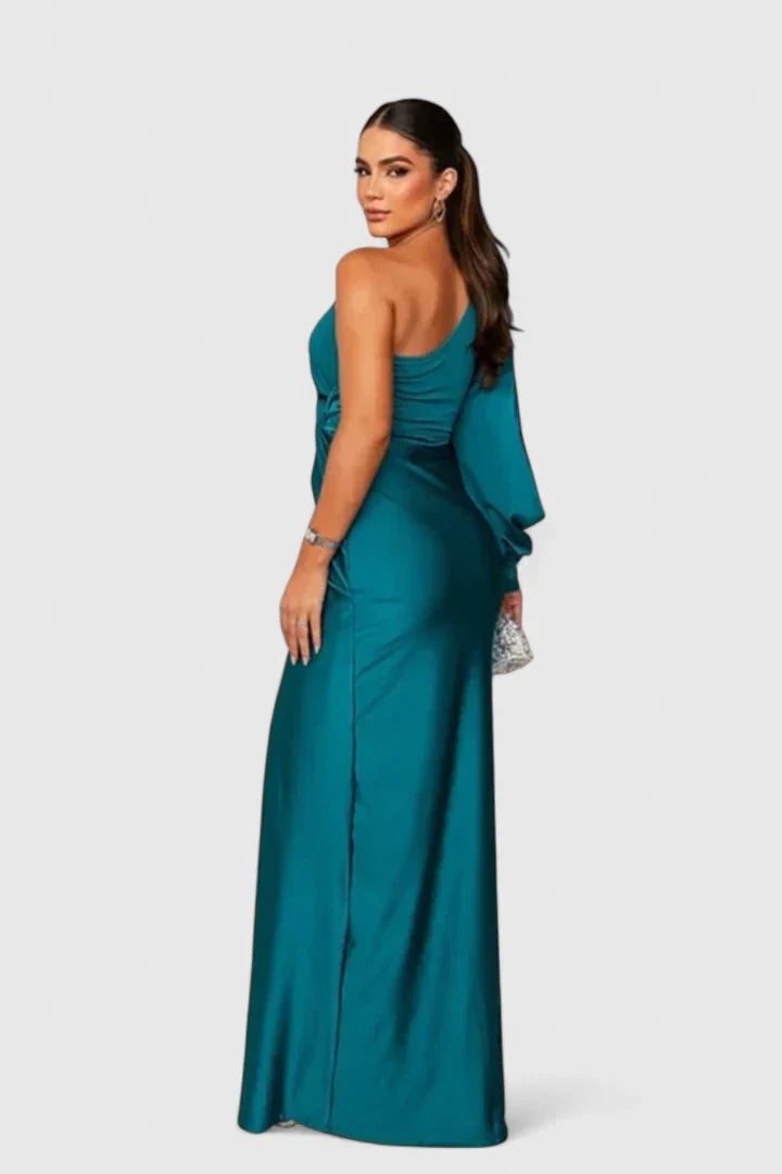 Elegantes Damen Abendkleid Einerschulter Raffung