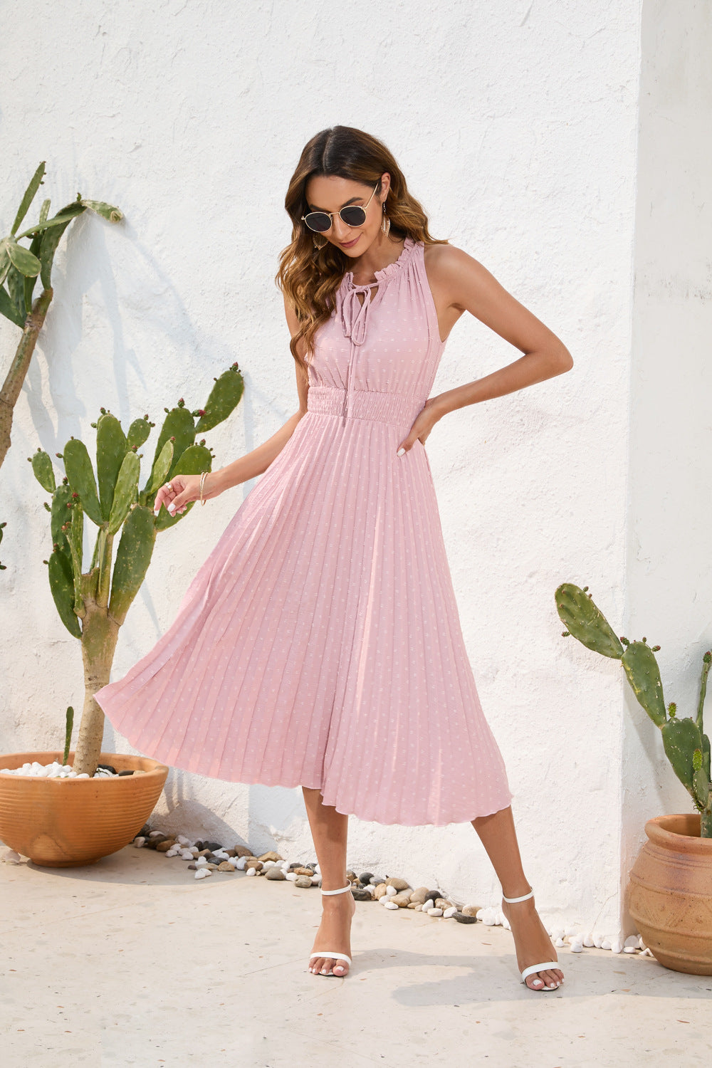 Ärmelloses Damenkleid Plissee Neckholder Sommerkleid - BerlinGlamour