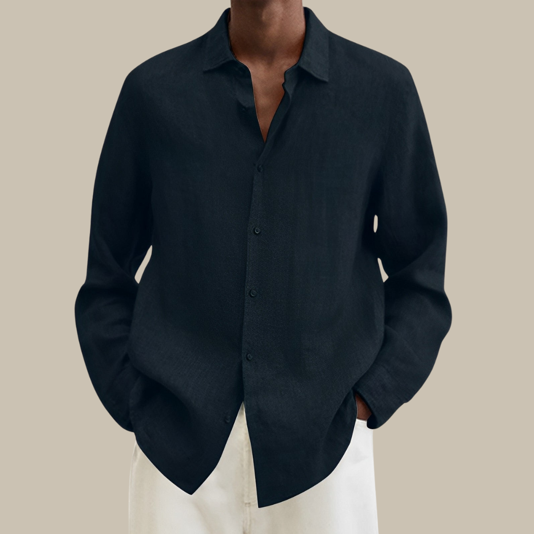 Elegantes Herrenhemd Leinen Langarm Modern