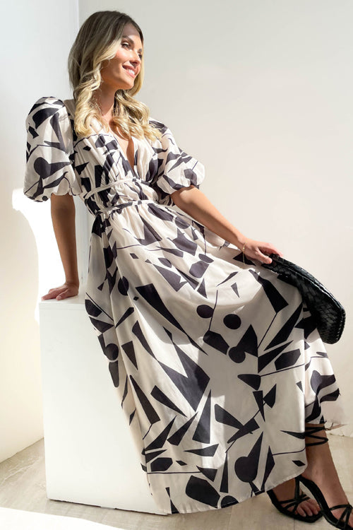 Langärmeliges Maxi-Kleid mit Liebe-Print