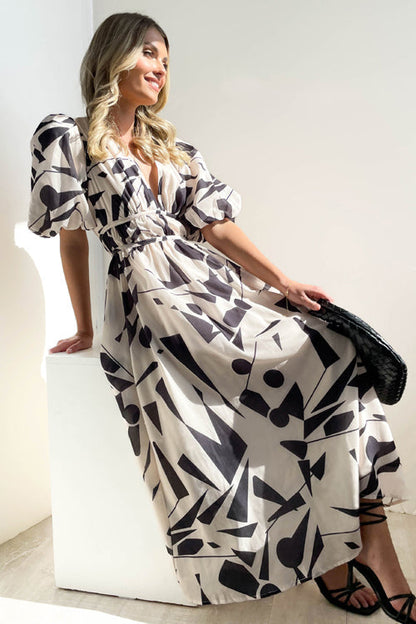 Langärmeliges Maxi-Kleid mit Liebe-Print