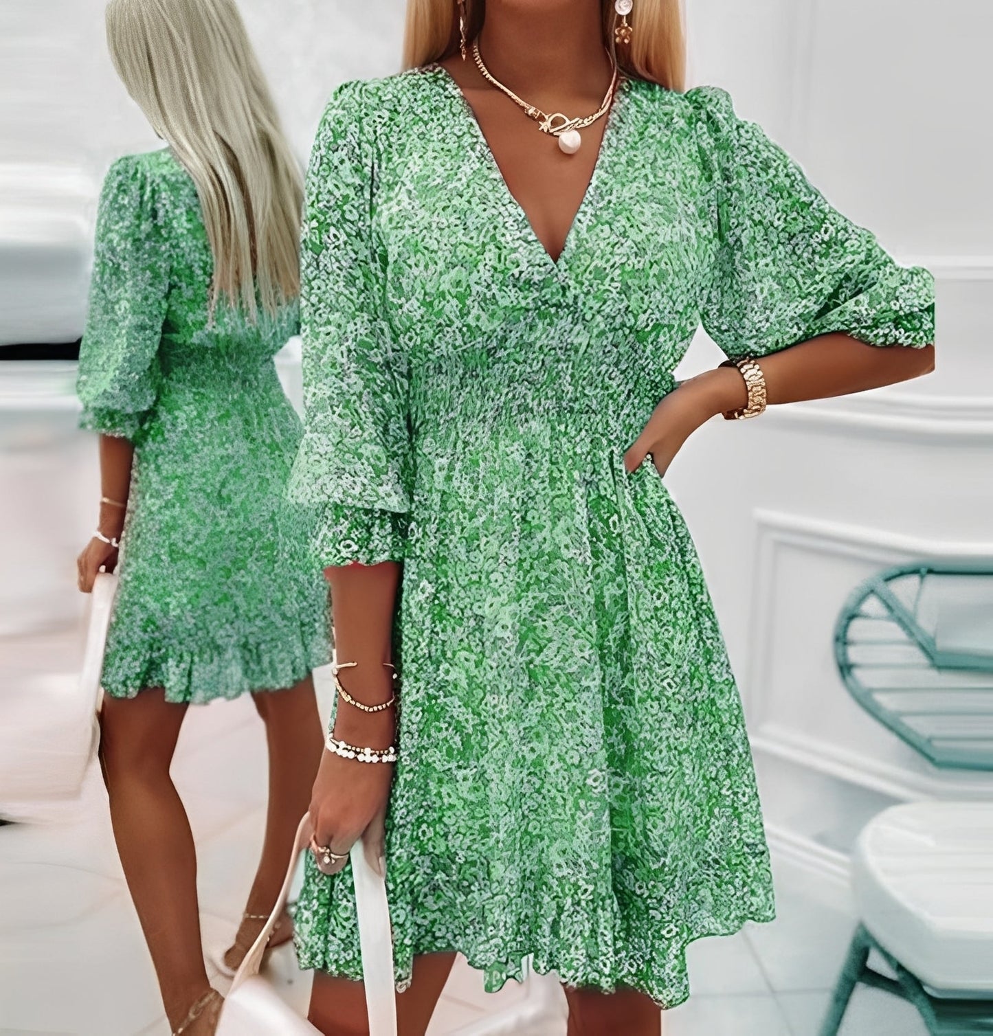 Boho Minikleid Damen Stilvoll Sommerkleid