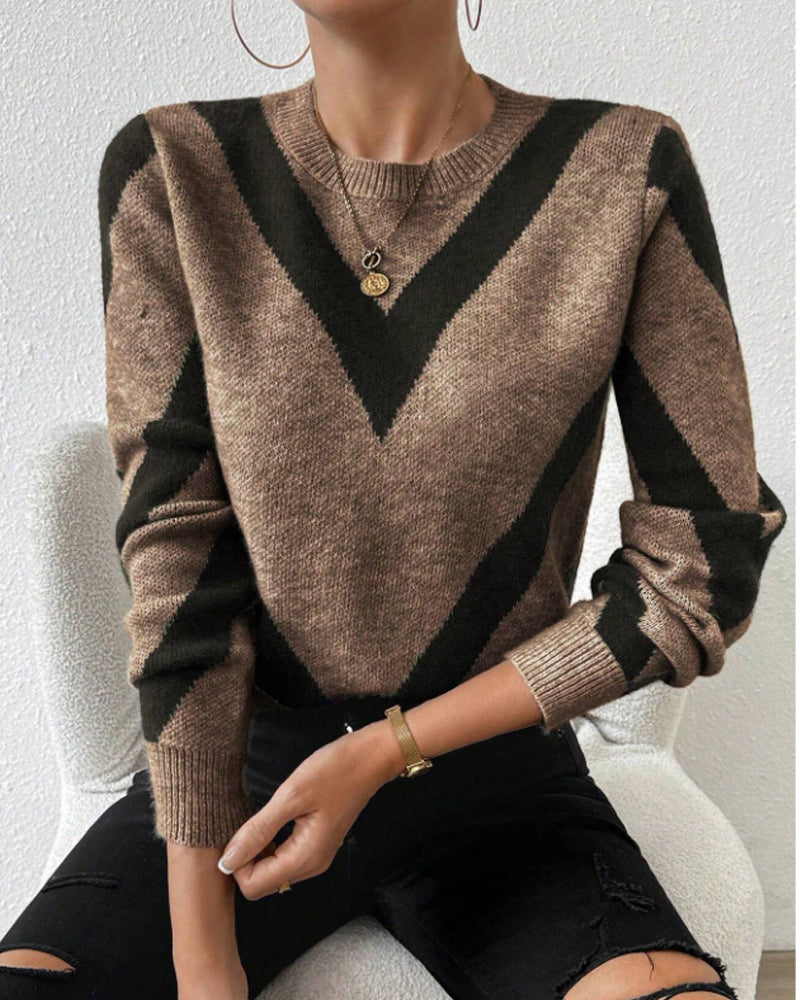 BerlinGlamour Top Rundhals Geometrisches Muster Damen