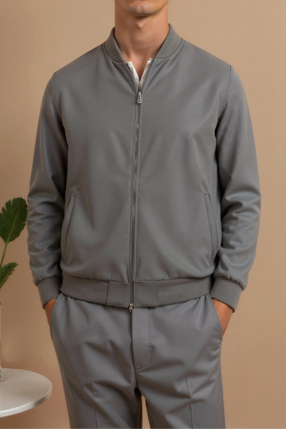 Herren Bomberjacke Grau Schwarz Zeitlos Modern